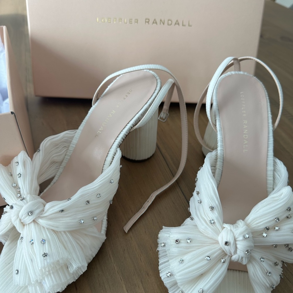 Camellia Pleated Bow Heel w/ ankle strap - LOEFFLER RANDALL
